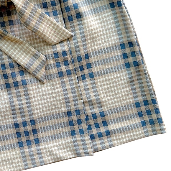 LOFT | NWOT BLUE PLAID BELTED SKIRT ZIPPER BACK | 12 PETITE - Picture 4 of 9
